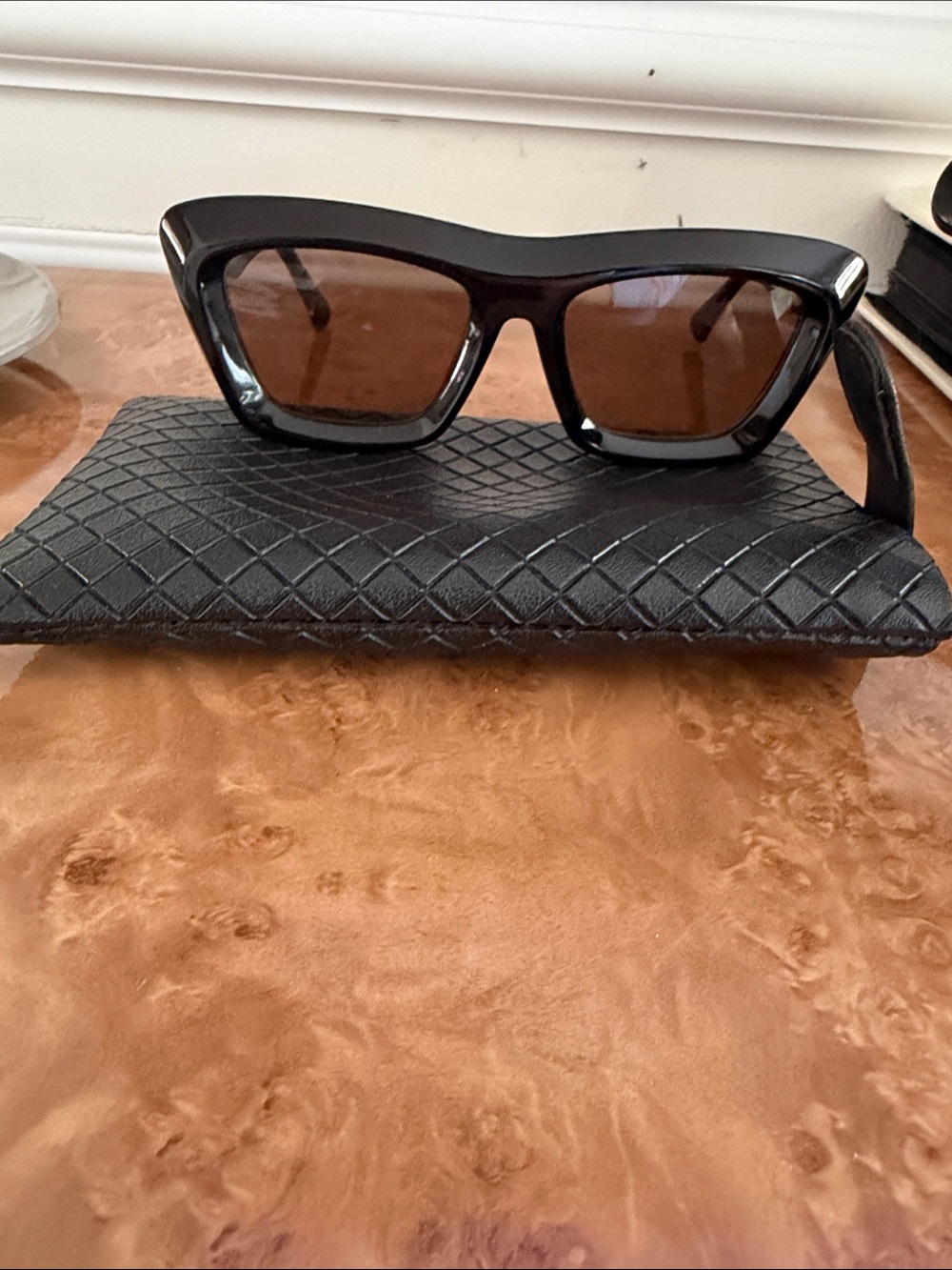 Bottega Veneta black shield sunglasses